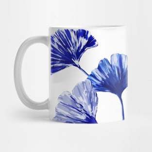 Blue and white gingko leaves Mug